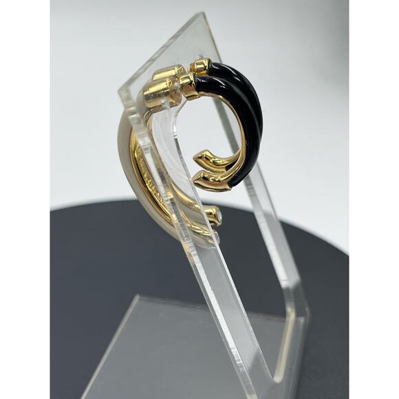 DEMARSON Designer Luna Black
Cream Half Hoop Front Back
Resin Versatile Earrings - Picture 5 of 8